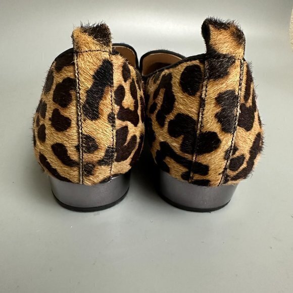 Franco Sarto shoes women 6M Vianna Cow Fur metallic block heel leopard pointy - Picture 6 of 9
